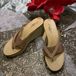 🌹Lucky Brand • Shimmer Champagne Rose Gold Wedge Sandals